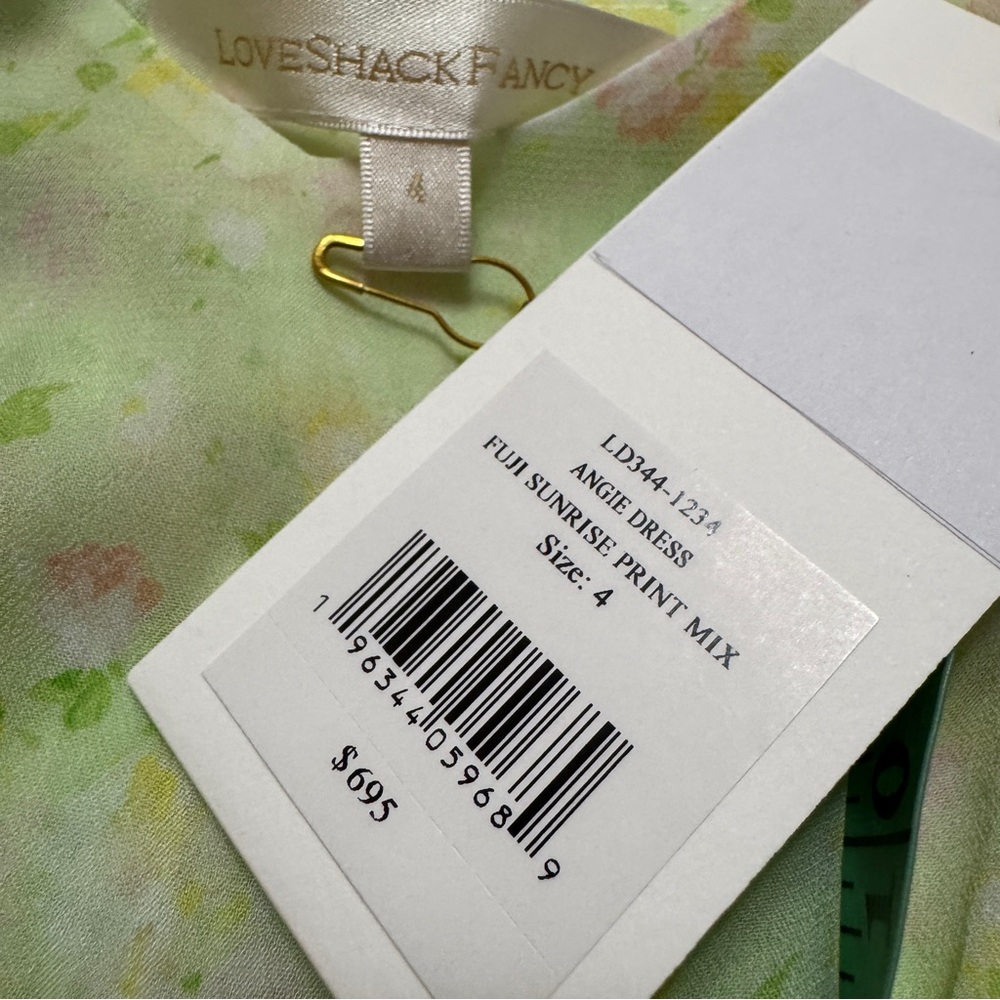 LoveShackFancy sz 4 Angie Maxi Dress Tiered Puff Sleeve Fuji Sunrise Print Mix - Picture 6 of 10